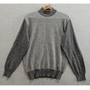 Paul Mark Sweater Mens M Gray Long Sleeve Colorblock Mock Neck Lounge Pullover